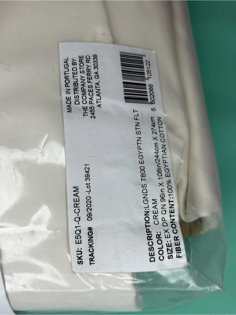 The Company Store Legends Luxury Egyptian‎ Cream Cotton Sateen Queen Flat Sheet